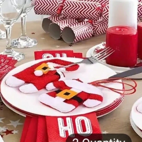 Eight (8)!!  Christmas Cutlery Holders, Ornaments. 4 Santa Pants, 4 Suits, NEW - Picture 9 of 12